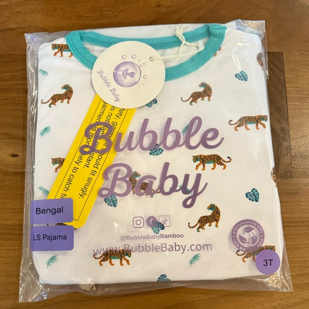 Bubble Baby 3t bengal long sleeve bamboo pajama set NIB